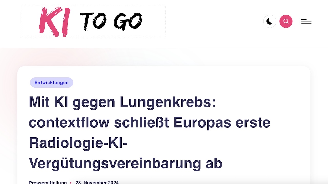 Press coverage in KI to go Magazine secured for the global company contextflow