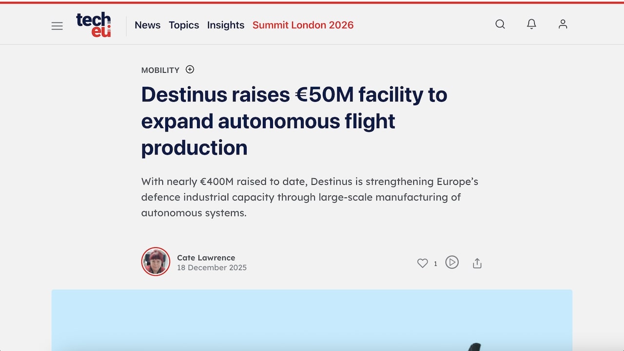 Press coverage at tech.eu Magazine secured for the global company Destinus