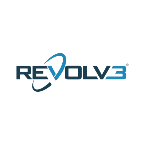 Logo de Revolv3, cliente de nuestros servicios de relaciones públicas internacionales.