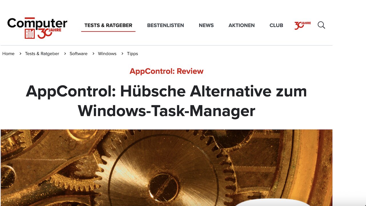 Press coverage at Computer Bild Magazine secured for the global company AppControl