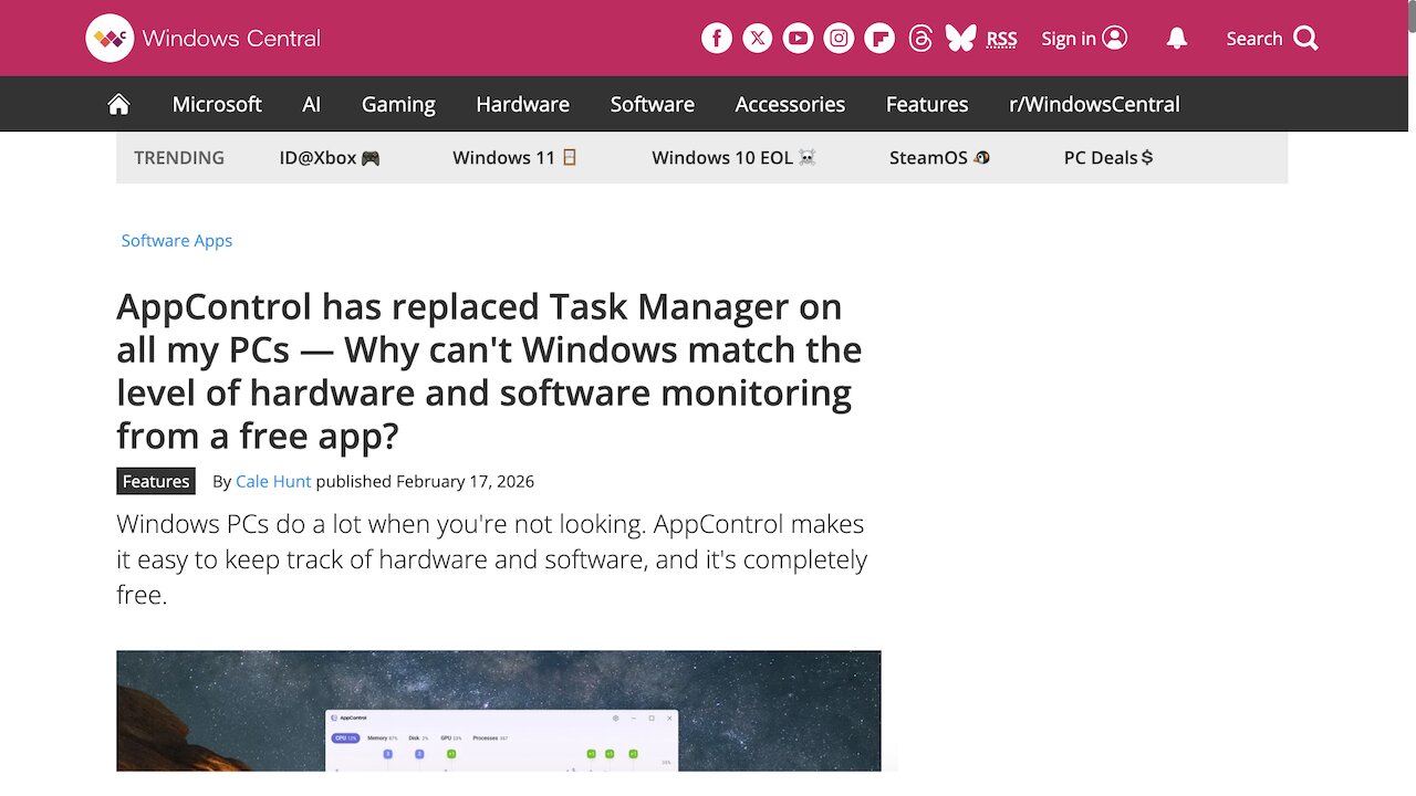 Press coverage at Windows Central Magazine secured for the global company AppControl