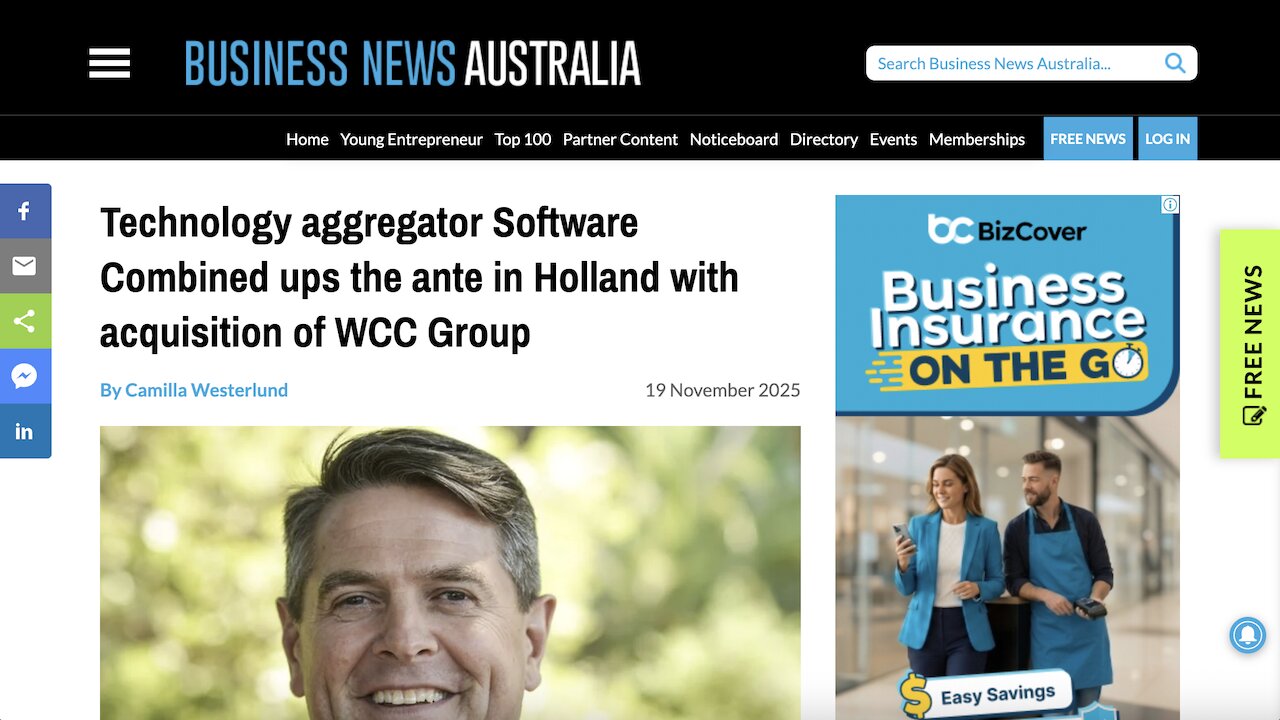 Press coverage at Business News Australia Magazine secured for the global company Software Combined
