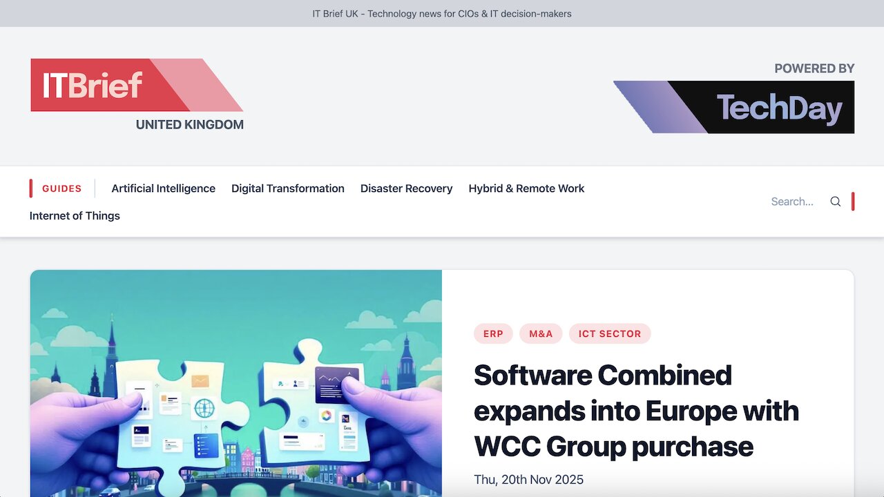 Press coverage at ITBrief Magazine secured for the global company Software Combined